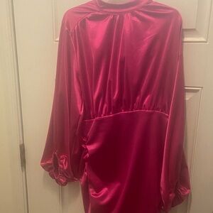 Elegant Pink Satin Dress body con dress